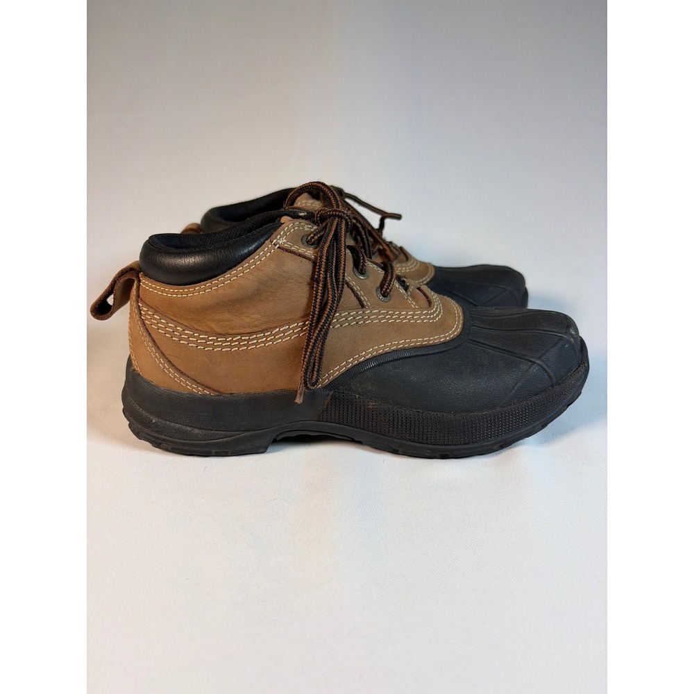 LL Bean Storm Chaser Ankle Duck Boots Womens 8.5 Brown Black Leather Waterproof